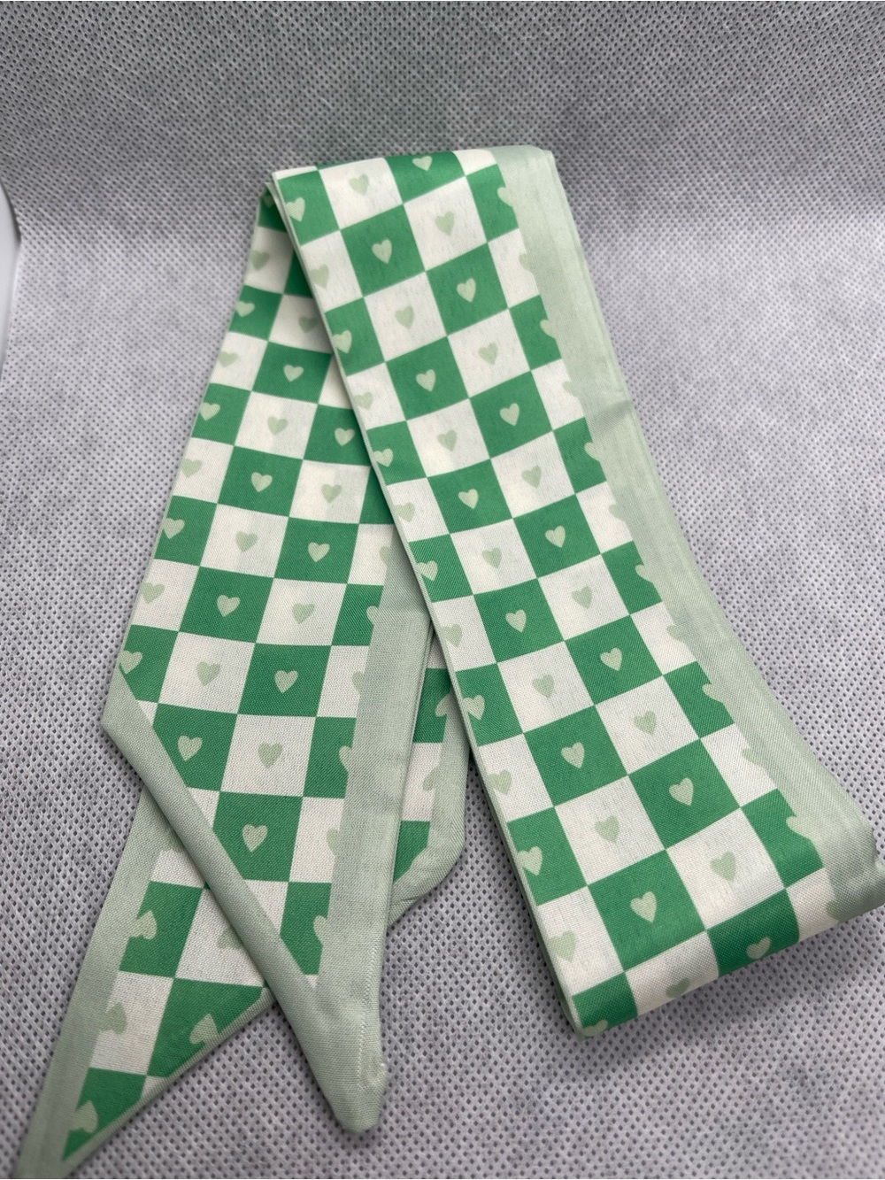 Green & White Checker Heart Scarf